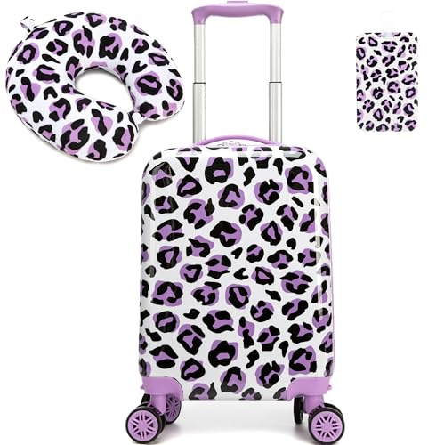 HTgroce Kinderkoffer mit Nackenkissen Set Handgepäck Leicht Handgepäck Koffer Trolley Mädchen Rollkoffer für Kinder