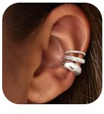 Chriscoco 3 Paia Ear Cuff Orecchini Senza Buco Donna Finti Orecchini Clip Donna Regolabile Anallergici Ear Cuff Oro Placcato 14K Ipoallergenici Earcuff Argento