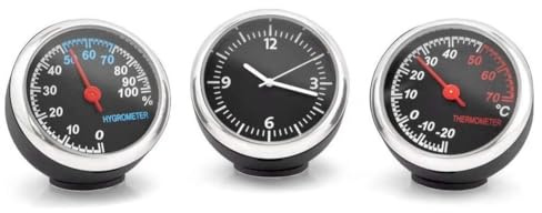 Hygromètre de voiture - Thermomètre et horloge combinés - Outil de mesure de la température et de l'humidité de l'intérieur du véhicule pour monospace, camion, SUV, bateau, maison