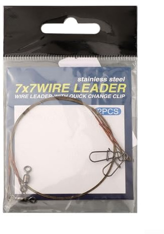 Jonikuper Stainless Steel Fishing Line Leader with Snap & Swivel, 2-Pack Wire Leaders for Saltwater and Freshwater, 20/30/40cm (Approx) 9-30kg Break Strength(30cm 18kg)
