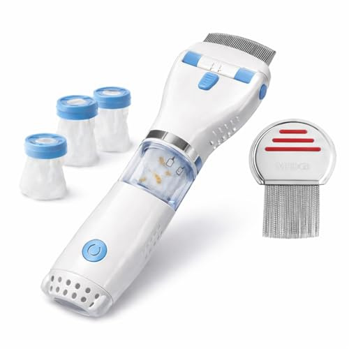 Sterminatore elettrico per pidocchi - Pettine Elettrico Antipidocchi – Rimozione Elettrica dei Pidocchi con 3 Filtri Intercambiabili - TREVY