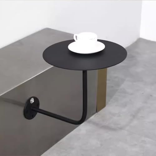 Foldable Side Table, Wall Mounted Dining Table Black Cocktail Bar Pub Bistro Table, Breakfast Coffee Table for Living Room Bedroom Balcony Sofa End