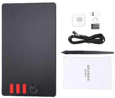 Fesjoy Tablette de Dessin Graphique 7,68 X 4,80 Pouces, Moniteur de Dessin Graphique avec 16384 Niveaux Pression pour Une Animation Professionnelle pour Win/Mac/ (Q5)