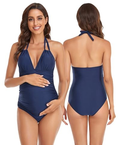 Costume Gravidanza Costume da Bagno Premaman Piscina Vestito Elegante Donna Costumi Interi per Intero Senza Spalline Salopette Vestiti Estivi Nero Gonna Abito Allattamento Comodo Mutande Guaina XXL