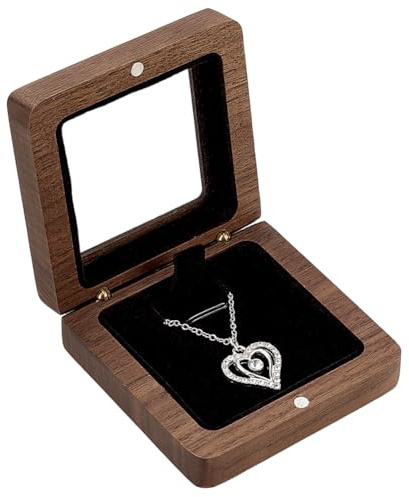 PH PandaHall Scatola Regalo Collana Legno Scatola Gioielli con Finestra Acrilica Custodia Pendente per Imballaggio Regalo Esposizione Gioielli Magazzinaggio, 6.7x6.7x2.5cm