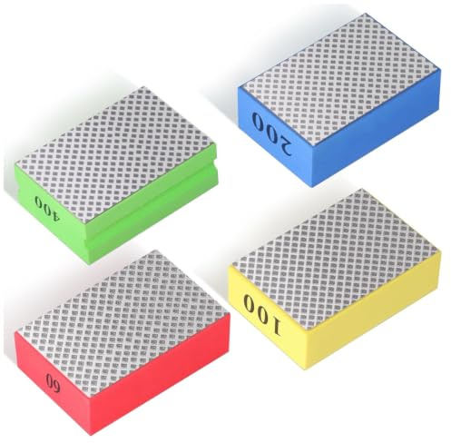 4 Pièces de blocs de ponçage au diamant, Tampons de Polissage à la Main en Diamant Cales à Poncer à Main pour Carreaux, pour Lisser, Araser et Polir Verre, Carreaux, Céramique, Marbre et Métal