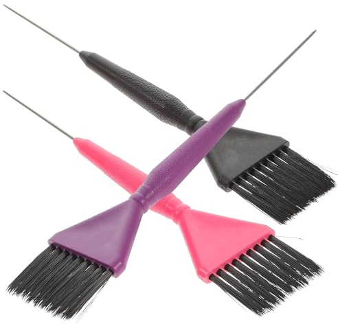 Adorainbow Pinceaux pour Teinture de Cheveux Noirs Couleur Aléatoire Lot de 3 en PC Prise Confortable et Application Uniforme, pour Salons de Coiffure Professionnels