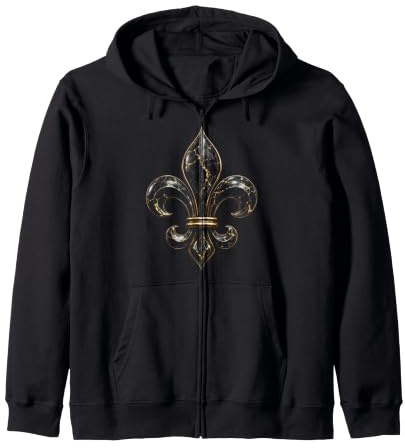 Motif emblème Royal héraldique Fleur de lys Noir Sweat à Capuche