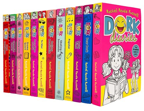Dork Diaries Series 12 Books Collection Set By Rachel Renee Russell (Party Time, Popstar, Skating Sensation, Dear Dork, Holiday Heartbreak, TV Star, Drama Queen, Puppy Love, Frenemies Forever & MORE!)