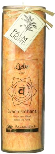 Palm Light Chakra Kerze – orange, 20cm, 100 Std. Brenndauer, in Kristalloptik, Hochwertig für Innen & Außen