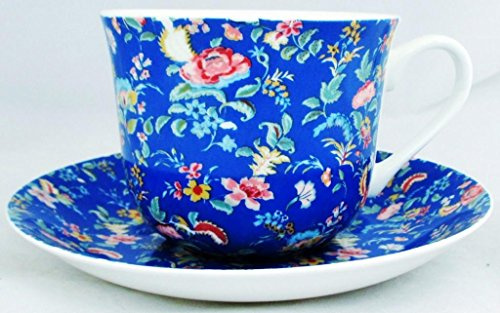 Petite Bombay Breakfast Cup & Saucer Blue Petite Bombay Fine Bone China Large Cup & Saucer Hand Decorated in The U.K. Free UK Delivery