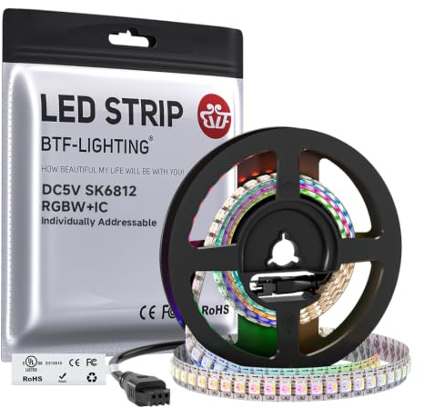 BTF-LIGHTING RGBW RGBNW Naturweiß SK6812 (ähnlich WS2812B) 1m 144LEDs/m | Individuell adressierbar Flexibel 4 farbe in 1 LED Traumfarbe LED Streifen Nicht wasserdicht IP30 DC5V