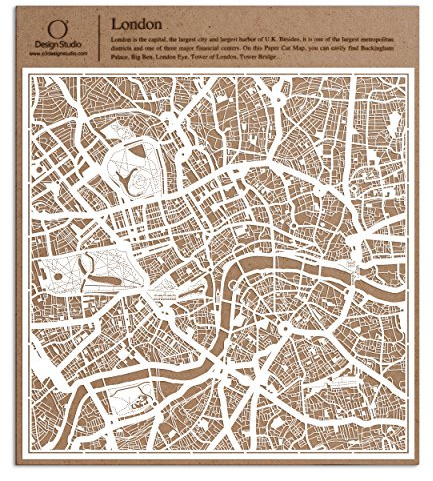 London Scherenschnitt Karte, Weiß 30x30 cm Papierkunst