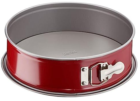 Tefal Delibake J16411 Molde tarta redondo 19 cm, forma redonda desmontable y con gran fondo, revestimiento antiadherente, fácil desmonte, de acero al carbono, con grosor 18/10, rojo