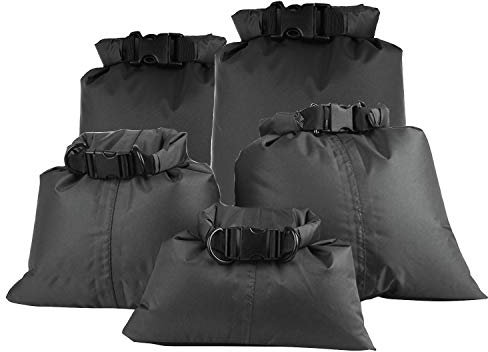 Yundxi 5 Stück/Set wasserdichte Tasche Trockenbeutel Wasserfeste Tasche Beutel Trockensack leicht, Ultra-Light, für Camping, Bootfahren, Reisen, Rucksack, wasserdicht (Schwarz)