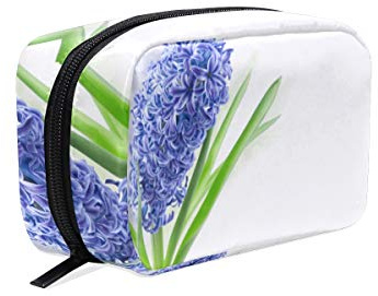 AJINGA Beautiful Hyacinth Flower Spring Perfume Cosmetic Bag Zipper Toiletry Travel Bag Ladies Square Makeup Brushes Bag
