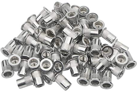 Pxyelec 100 Stück M8 Flachkopf Aluminium Nietmutter Blindeinsatzmutter, Nietmuttern für Stahl, Legierung, Kupfer, Kunststoff