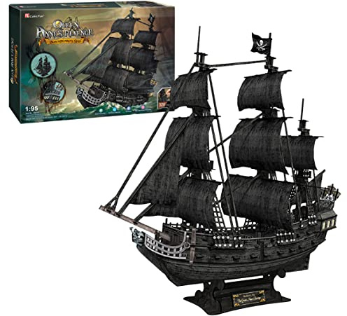 3D Piratbåt Queen Anne's Puzzle - modellbyggnad för vuxna och barn | 3D-pusselmodell | modellbygge för montering | 328 bitar | 240 min montering