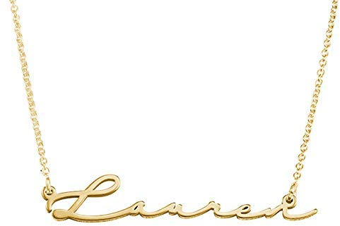 MYKA Personalisierte Namenskette im Signaturstil aus Sterling Silber 925 - Vergoldet - Anpassbar Weihnachten Typenschild Name Schmuck Geschenk für Damen - Mutter - Freundin