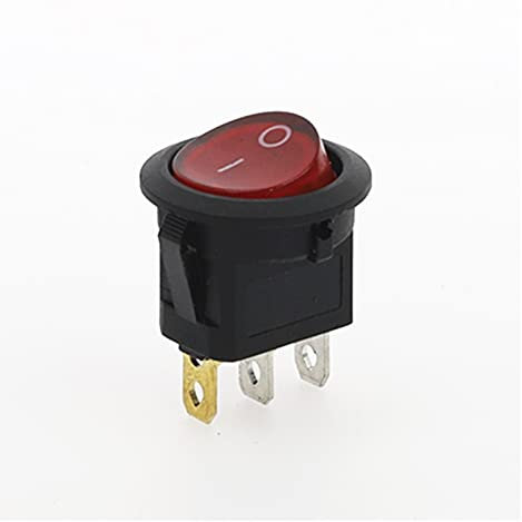 VENSen CASE Interrupteur 100pcs 220V Rouge Bleu Rouge Vert Jaune SPST on-Off Interrupteur à Bascule Rond 6A / 250V 10A / 125V AC (Color : Red)