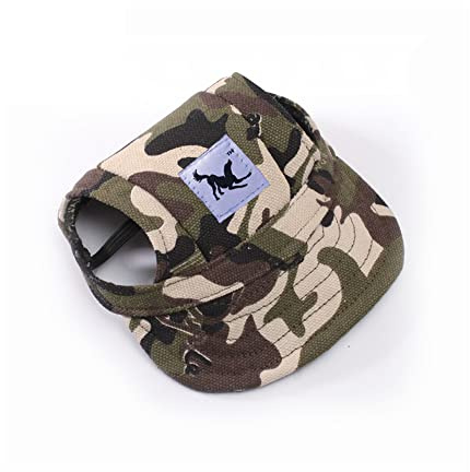 Namvo Hunde-Baseballmütze, Outdoor-Sport-Sonnenschutzmützen mit Ohrl?Chern und verstellbarem Riemen für Welpenhunde, Camouflage-Farbe, XL-Gr??e
