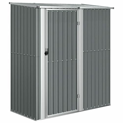 Tidyard Garden Bike Shed Garden Tool Shed Outdoor Steel Garden Storage Shed With Roof, Gardening Tool Storage, Garden Storage Furniture Grey 180.5x97x209.5 cm Galvanised Steel
