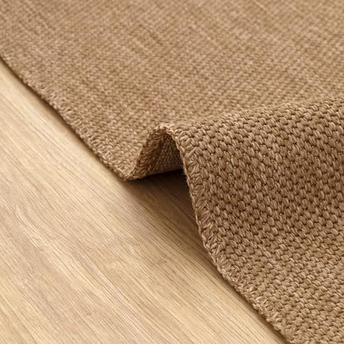 DAPHNE HOME DECOR Jute Area Rug 200x290 cm | Machine Washable Rugs For Indoor, Outdoor, Garden, Kitchen, Bedroom, Dining Room and Living Room | Large Natural Carpet | Woven (Light Brown - Java)
