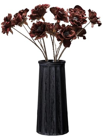 Valemoon Black Vintage Vase, 10 Inches Antique Glass Vase Rustic European Unique Chic Style for Tabletop, Kitchen, Office, Living Room Decoration