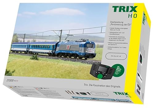 TRIX 21505 - Kit di partenza per treno passeggeri della ČD, corsia H0, con Mobile Station e grande ovale del binario, 220 x 76 cm