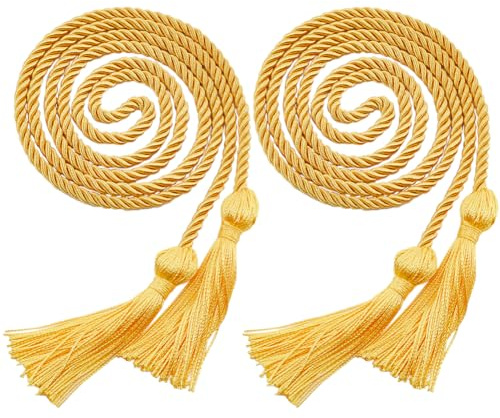 GORGECRAFT 2Stk Doppelte Ehrenkordel Mit Quasten Für Die Abschlusssaison 1.7m Goldfarbene Geflochtene Ehrenseile Aus Polyester Dekoratives Band Halskette Requisitenzubehör Für College-Abschlussparty