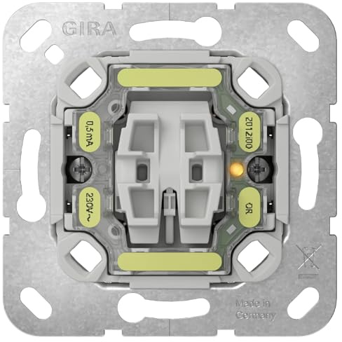 GIRA 311600 Kontroll‑Wechselschalter Einsatz IP20 10 AX 250 V~ I schwimmende Schaltwippe I LED‑ready I Spannungsprüfung vorn I Schnellbefestigung I Thermoplastsockel I Profi Elektroinstallation