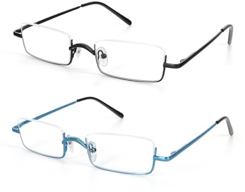 KoKoBin 2 Pack Lesebrille Halbbrille aus Metallrahmen mit Halbrahmen Sehehilfe mit Brillenetui für Damen und Herren