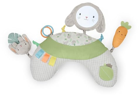 Ingenuity, Cojín para el Tiempo Boca Abajo Cozy Prop Sylvi, Multisensorial con 4 Juguetes Desmontables, Estimula el Desarrollo y la Coordinación, Suave Conejito de Peluche, Desde Recién Nacidos