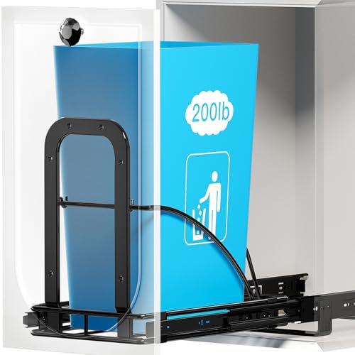 AMENER Poubelle extractible sous armoire de 20 à 50 litres sous l'évier, poubelle coulissante pour armoires de cuisine, poubelle coulissante sous le comptoir, noire