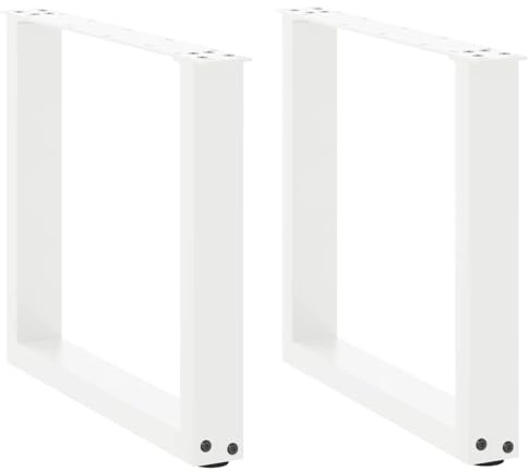 vidaXL Couchtischbeine U-Form 2 STK. Weiß 50x(42-43) cm Stahl, Tischbein, Tischbein Metall, Esstischbein, Möbelbein, Schreibtischbein
