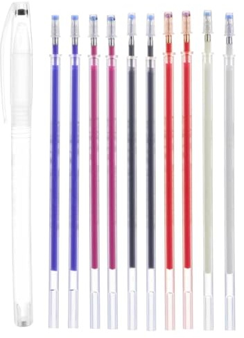 Verschwindende Stifte zum Nähen - Stickstift Stoff mit 10 Nachfüllungen, Nähen Hochtemperatur Verschwindender Stift, Löschbare Stoffstifte Set, Nähmarker für Kleidung