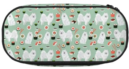 YOFIEN Japanischer Spitz, Sushi, Samoye-Hund, kleines Federmäppchen, großes Fassungsvermögen, Federmäppchen, Büro-Schreibwaren-Organizer