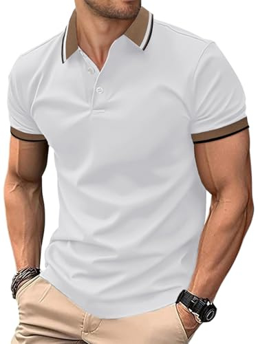 HMIYA Herren Poloshirt-Kontrast Kurzarm Poloshirt Herren Basic Sommer Shirt