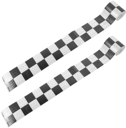 Artibetter 2rollos Cinta Reflectante Cuadros Blanco y Negro Adhesiva Exterior Camiones Remolque Visibilidad Nocturna