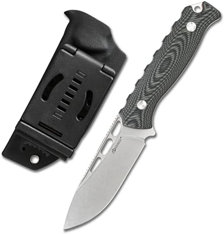 SDOKEDC DC53 Stahl messer Feststehende Klinge mit Kydex Scheide für Männer EDC Survival Outdoor Camping (Weiß/schwarz)