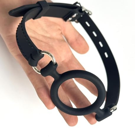 Noir Bâillon anneau O-Ring Ø5cm en silicone Réglable soft | YILUQIFLY Confortable Jeux de Rôle fétiche Bondage Bouche Ouverte Harnais SUBS BDSM femmes hommes jouets sexuels adultes