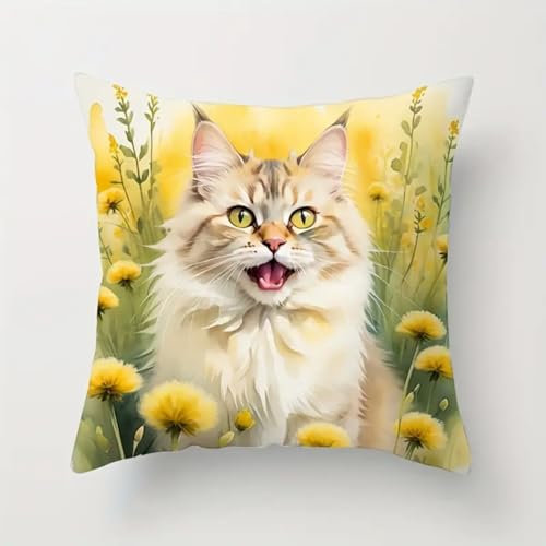 ANSIWEIGO Kit Point Noué Coussin,Canevas à Nouer 43x43 cm,Activité DIY pour Débutants, Enfants et Adultes,Décoration Maison et Cadeau Fait Main,Animaux des champs de fleurs