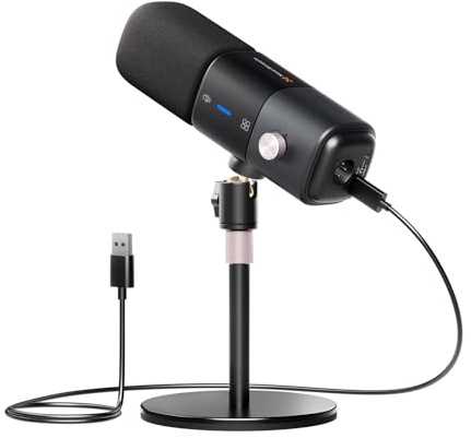 NearStream AM25X USB/XLR Condenser Mic with Boom Stand-Studio Recording Microphone Kit, One-Tap Mute, Noise Reduction & Monitoring for Indoor Podcasting, Streaming, and PC/Audio Mixer/PS5/PS4 Gaming