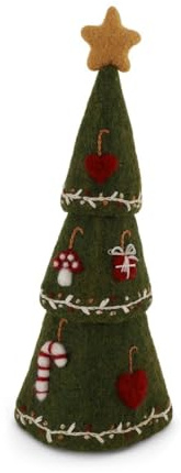Gry & Sif Handgemacht & Fairtrade-Zertifiziert | Stilvolles dänisches Design X Nepali Kunsthandwerker | Weihnachtsbaum mit Details – 3 in 1 – Grün