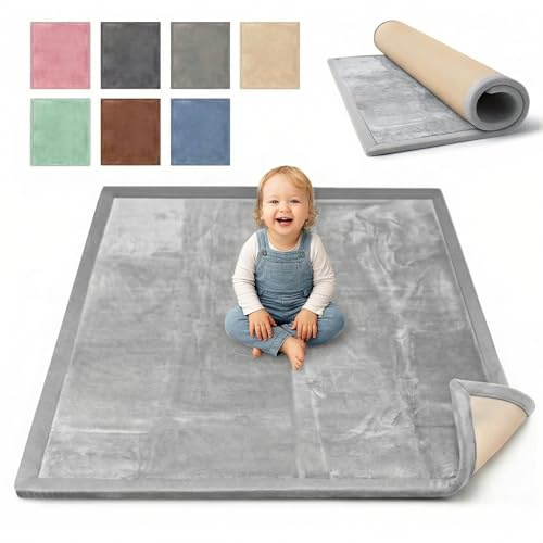 BabybeFun Krabbelmatte Baby - kuschelig weich - 3cm Dicke Spielmatte - schützt vor Stößen - Teppich Kinderzimmer 120x170cm - rutschfeste Schaumstoffmatte - Spielteppich Kinder - Krabbeldecke warm