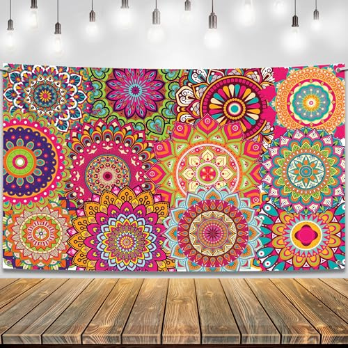 KatchOn, Indian Pooja Backdrop Decoration - 7.5X5 Feets | Multicolor Traditional Banner for Ugadi, Vasant Panchami, Maha Shivaratri, Holi, Wedding, Mandala Pooja | Annaprasana Decoration Backdrop