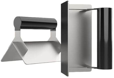 Paleta de esquina de acero inoxidable para acabado de hormigón y yeso, interior externo para herramienta de borde, 1,3 mm de grosor con mango ergonómico para cemento de yeso (2 piezas)