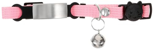 Gadpiparty Katzenhalsband Verstellbar Polyester Rosa mit Namensschild und Glöckchen Anti Verlust Haustierhalsband für Kleine Katzen Welpen