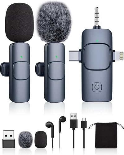 DDKJ Micro Cravate sans Fil avec Réduction de Bruit, Lavalier Universel | pour iPhone Android PC Mac, Son Clair et Professionnel pour Enregistrement Podcast TikTok YouTube, Mains Libres Plug-and-Play