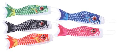 TOYANDONA 5 Bandiere Manica a Vento Giapponese a Forma di Carpa, Bandiera da Giardino Decorativa per Esterni, Set da 40 Cm per Cortile, Ristorante e Decorazioni in Stile Colore Casuale